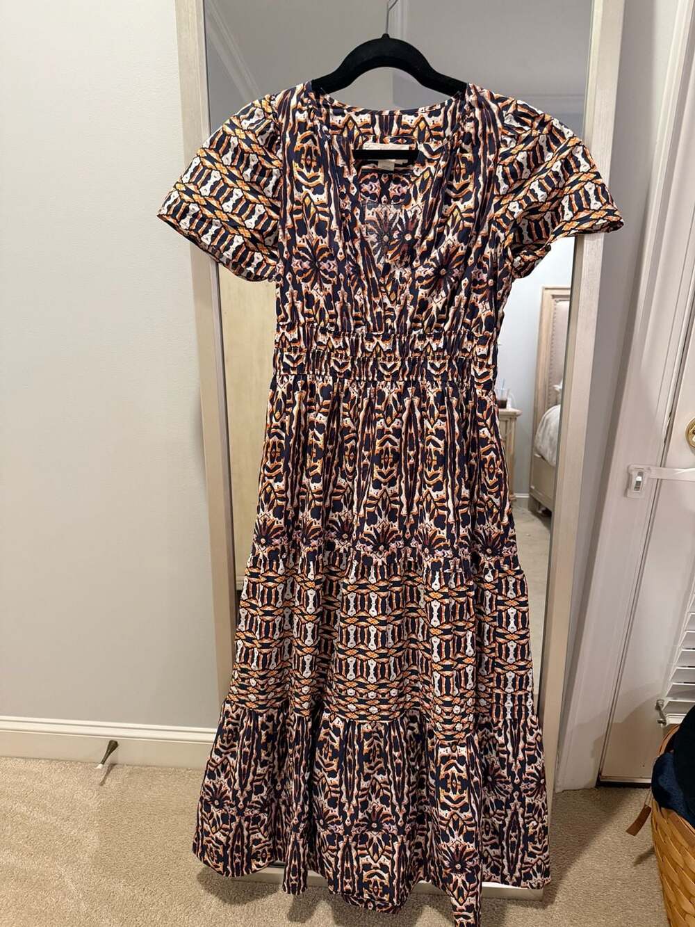 Anthropologie Somerset Maxi Dress Size S Printed Short Sleeve Tiered